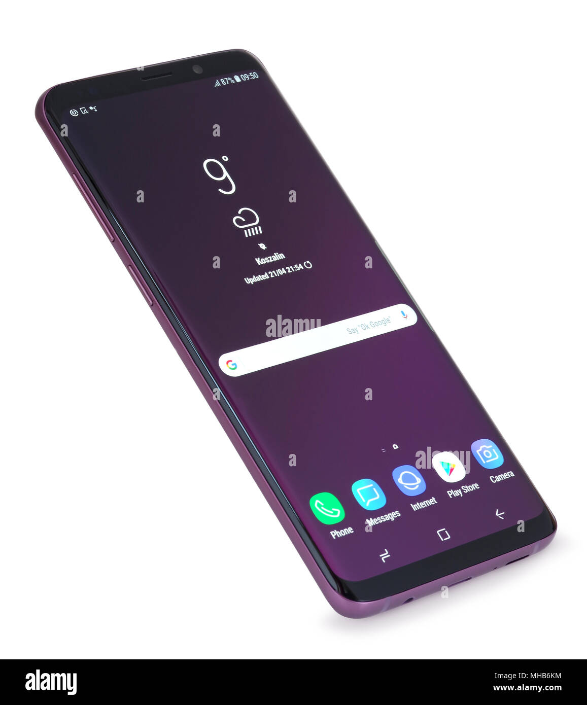 Koszalin, Polen - 01. Mai 2018: Samsung Galaxy 9 Plus. Samsung 9 Plus sind die neue Generation Smartphones von Samsung. Stockfoto