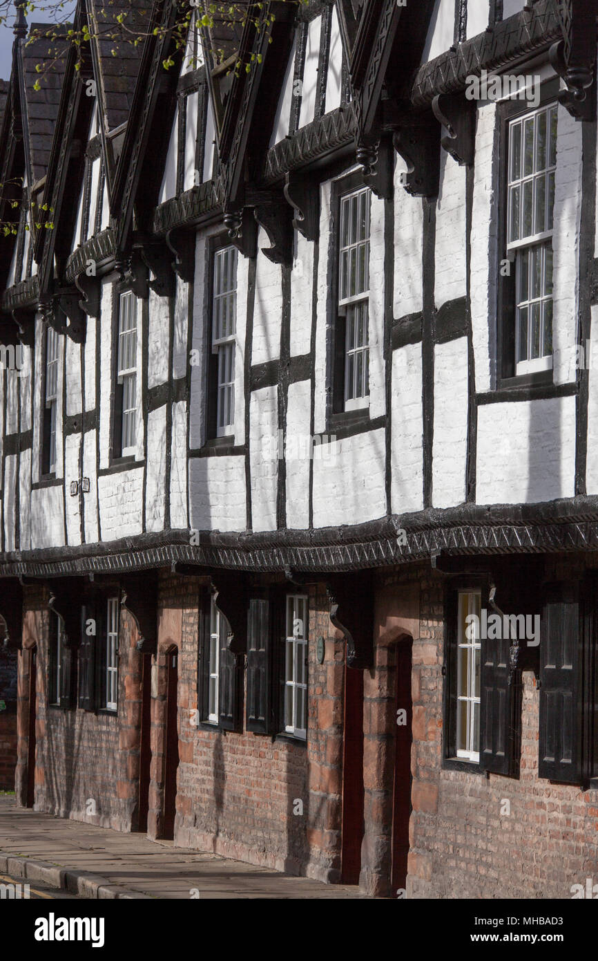 Stadt Chester, England. Malerische Ansicht des Denkmalgeschützten neun