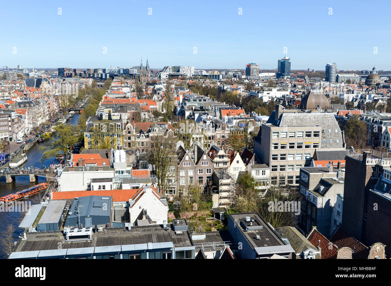 Luftaufnahme von Amsterdam (Bezirk Jordaan), Amsterdam, Niederlande Stockfoto