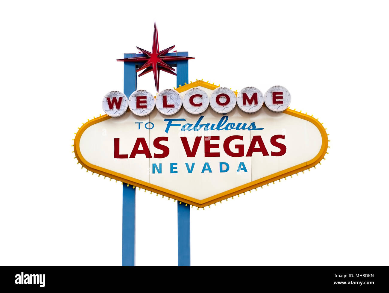 Zu Las Vegas Sign, Ausschnitt auf weißem Willkommen Stockfoto