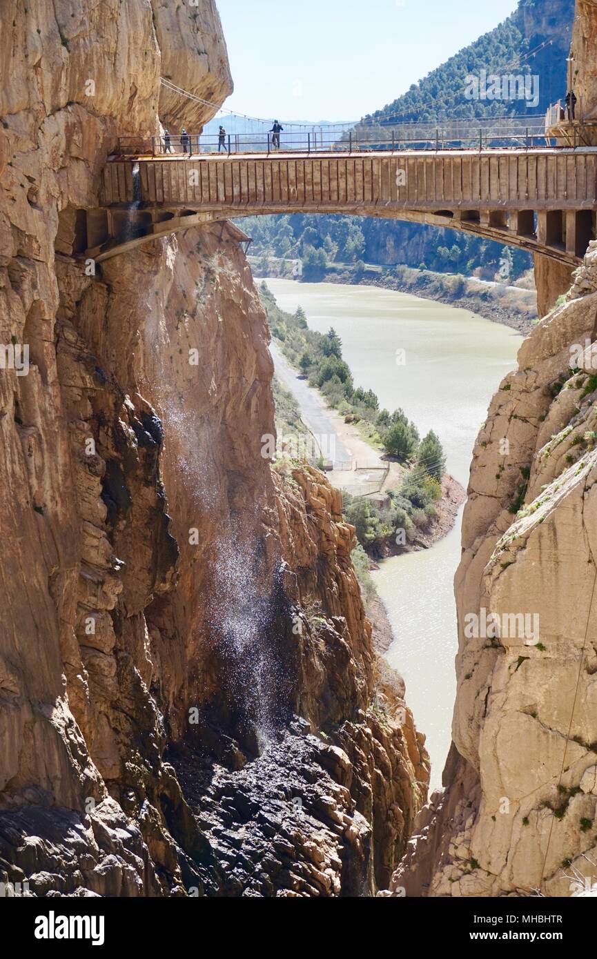 Caminito del rey Suspension Bridge Stockfoto