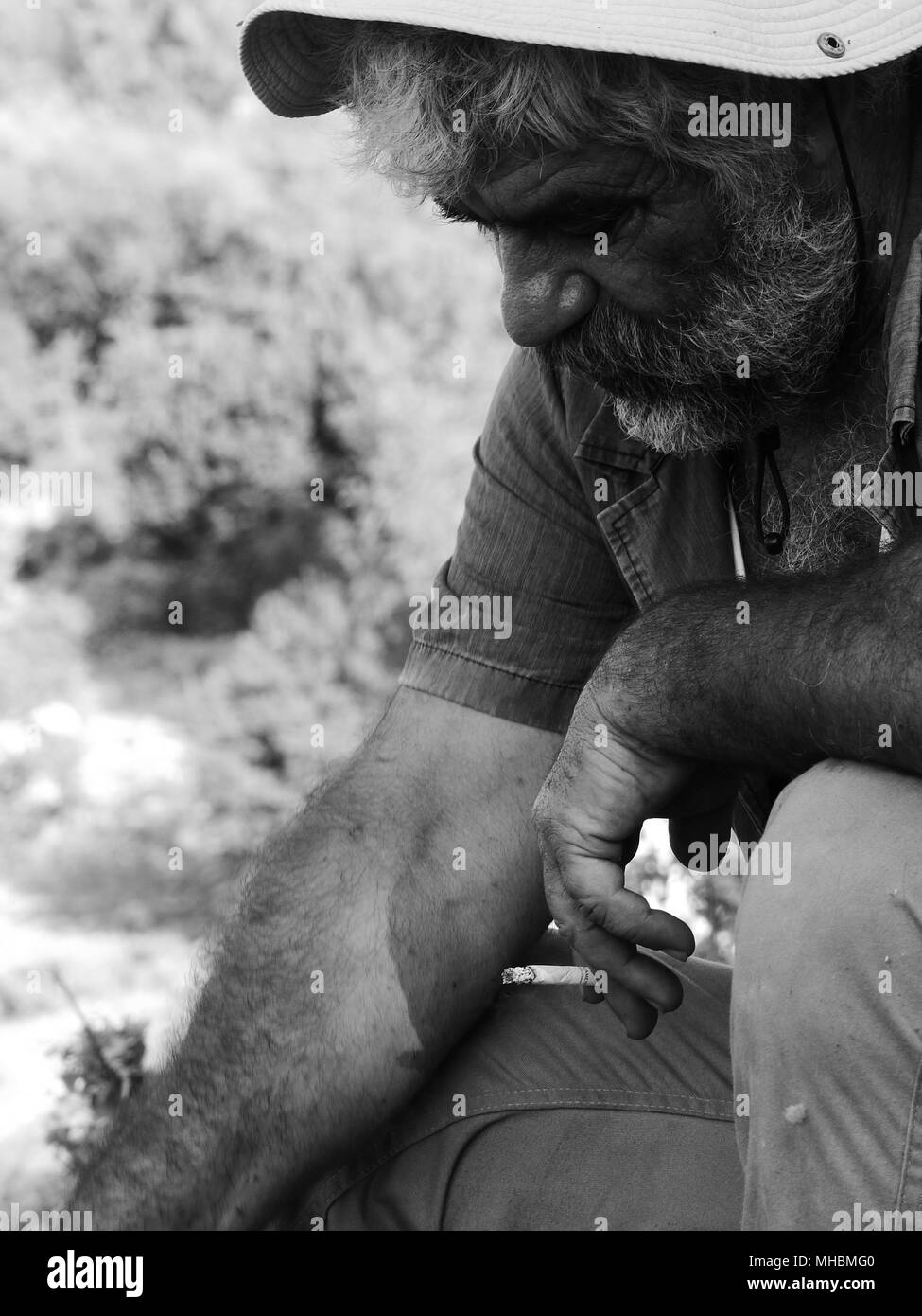 Porträt eines Türkischen Nomad Rauchen Stockfoto