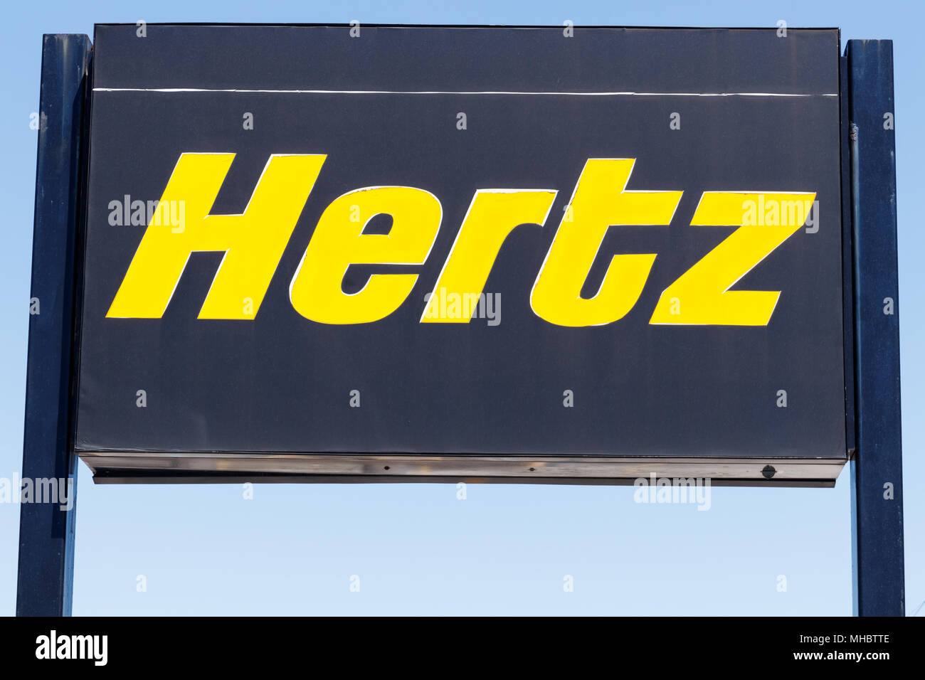 Lafayette - ca. April 2018: Lokale Autovermietung Hertz Lage. Hertz ist die größte US-Autovermietung Unternehmen durch Verkäufe ICH Stockfoto