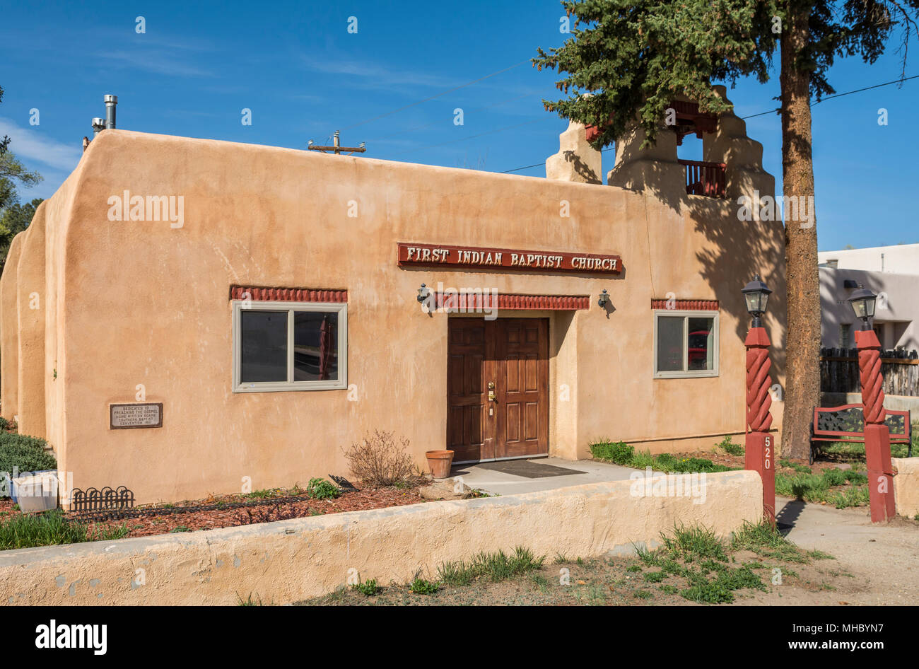 Der erste indische Baptist Church in Taos, New Mexico, USA. Stockfoto
