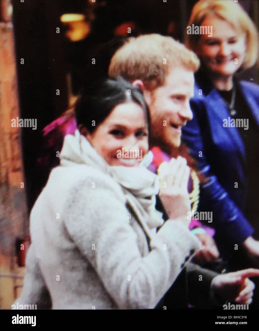 Meghan Markle & Prinz Harry, London, UK. 9. Januar, 2018. Prinz Harry und Meghan Markle besuchen Reprezent Radio im POP Brixton Foto Stockfoto