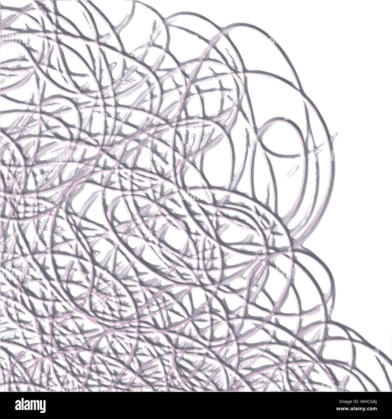 Grau 3D-Gravur scribble loop Hintergrundmuster, Aquarell Vector Illustration Stock Vektor