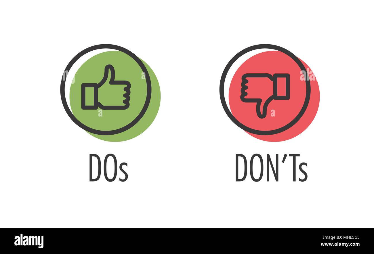 Tun und oder Wie & Anders als Symbole mit positiven und negativen Symbole Stock Vektor