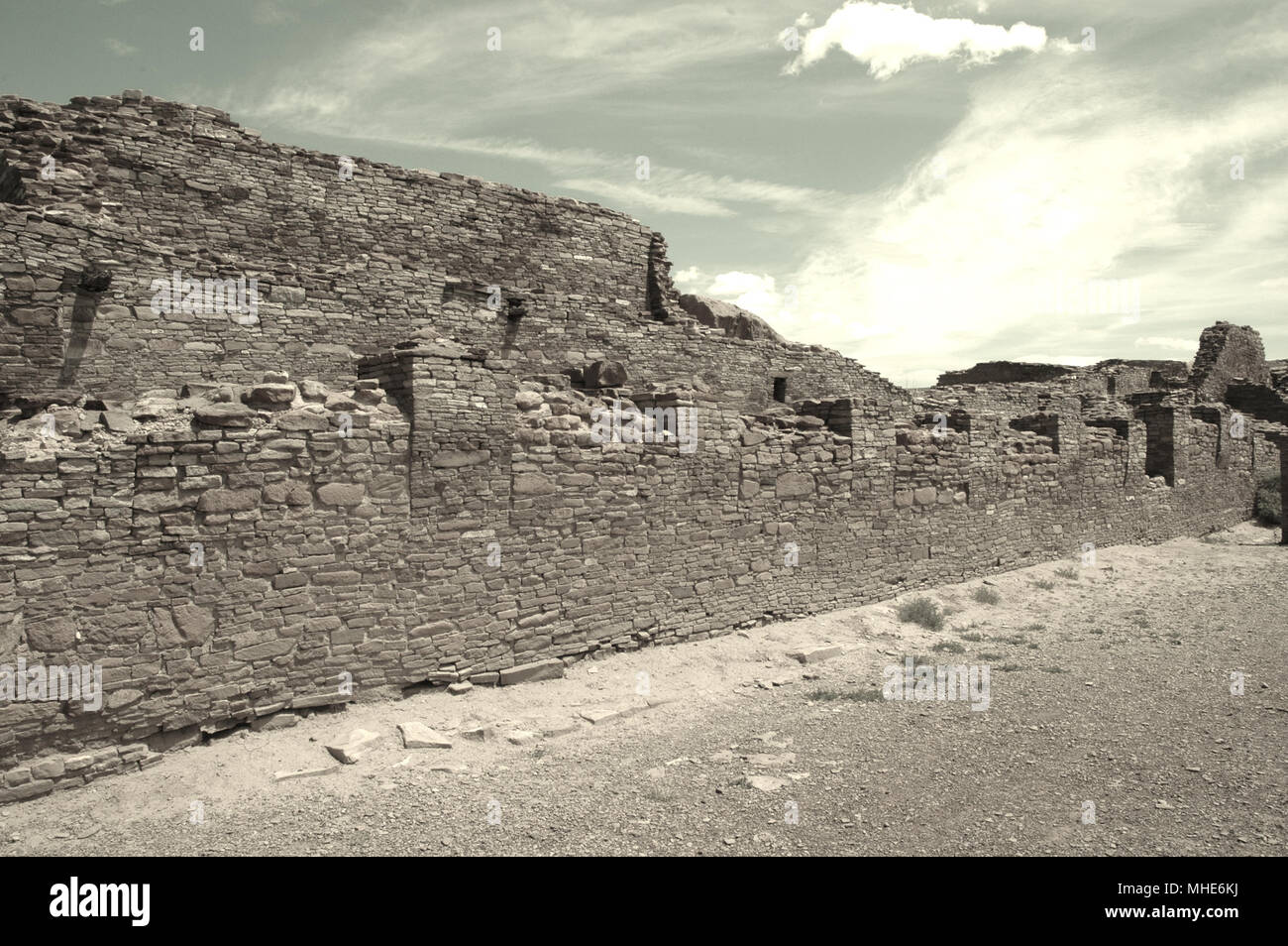 Chaco Culture National Historic Park enthält die am besten erhaltene und dichteste Konzentration von Pre-Columbia Pueblo's im amerikanischen Südwesten. Stockfoto