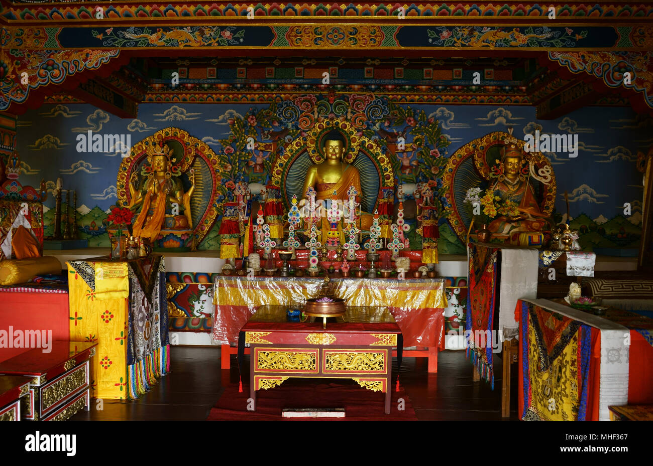 Moderne Rinchen Chholing buddhistische Kloster oben Rinchenpong, West Sikkim, Indien Stockfoto