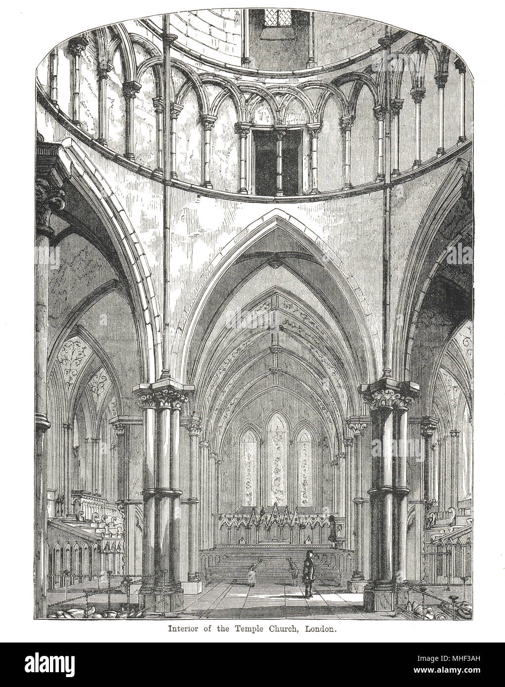 Innenraum der Temple Church in London, England. Abbildung 19. Stockfoto