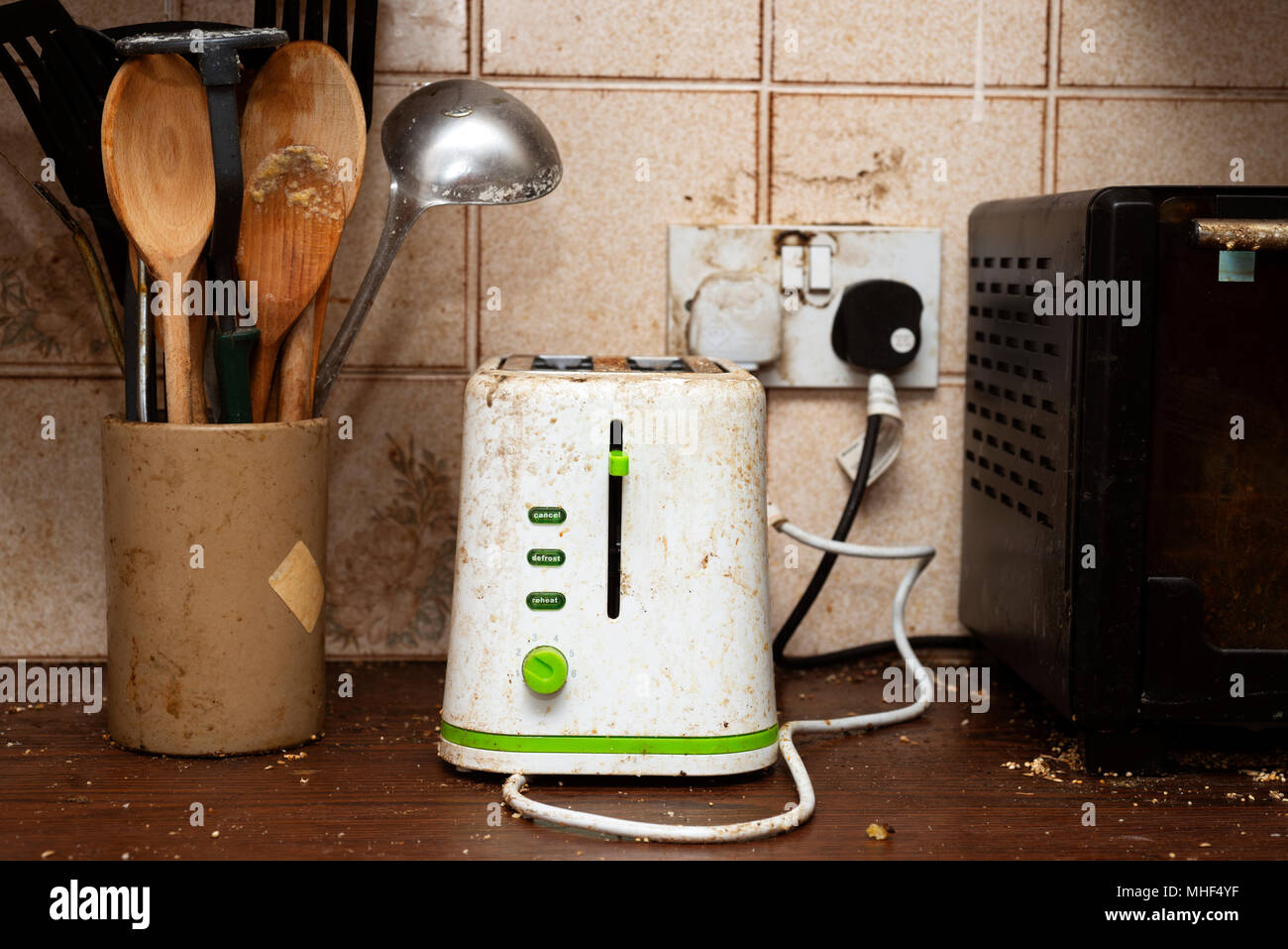 Dirty Kitchen appliances Stockfoto