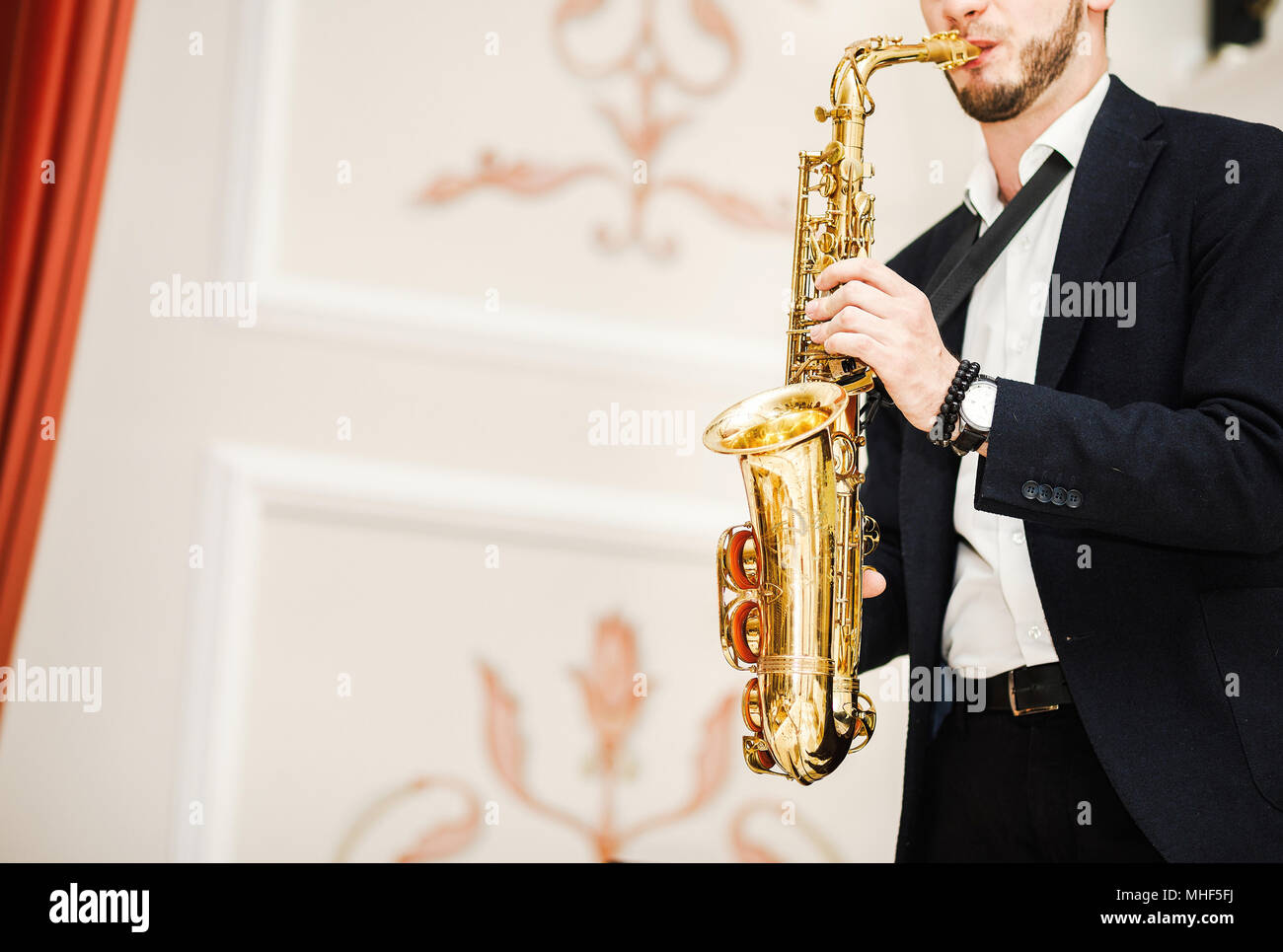 Jazzman musikalischen Künstler spielen Saxophon Stockfoto
