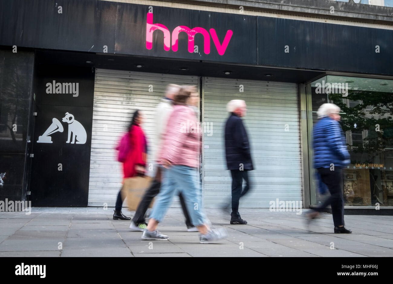 Geschlossen HMV store in Southampton, High Street Stockfoto