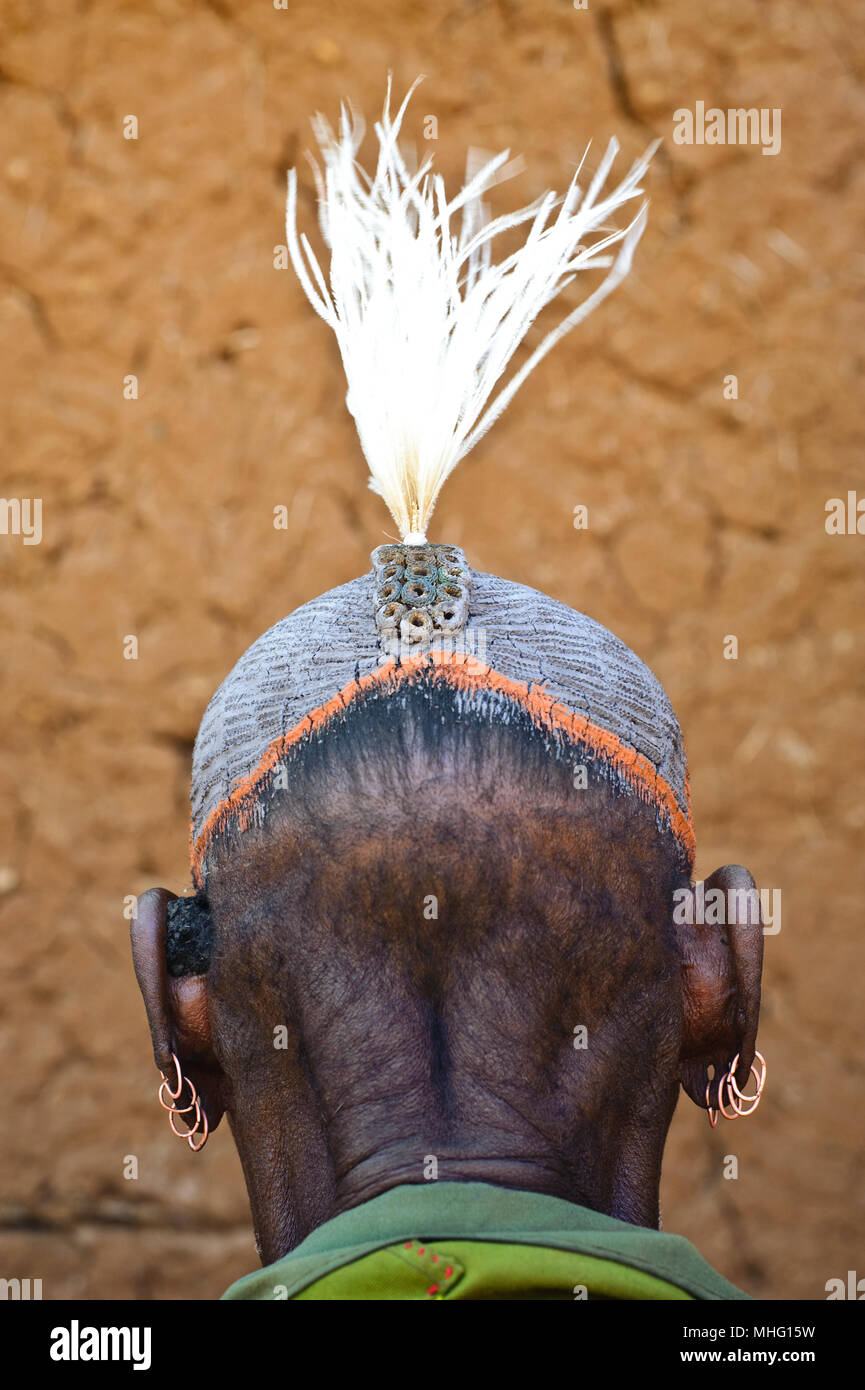 Hamer Mann mit traditionellen Frisur (Äthiopien) Stockfoto