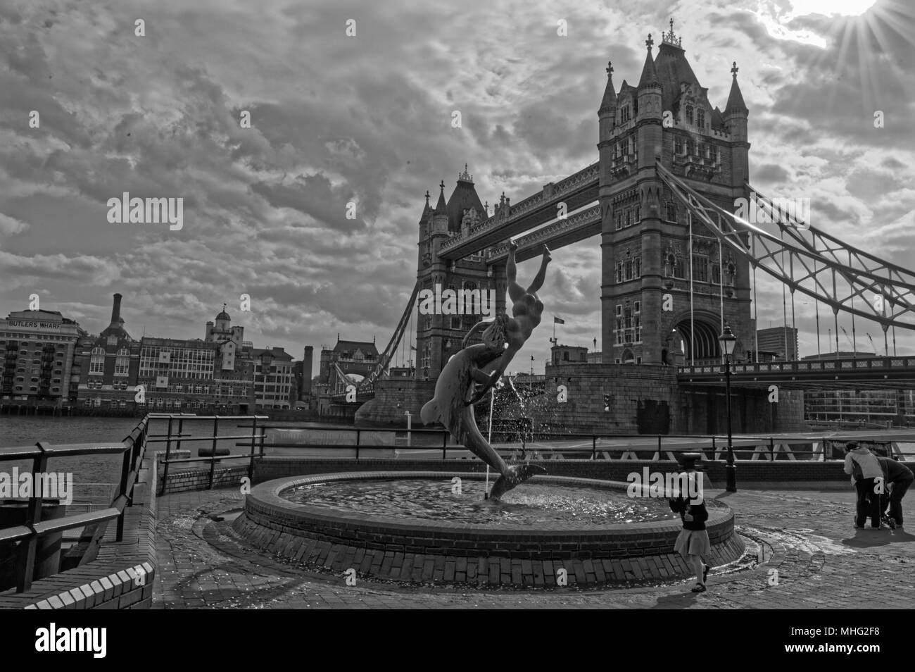 London Tower Bridge - die Schwarz-Weiß-Fotografie Stockfoto