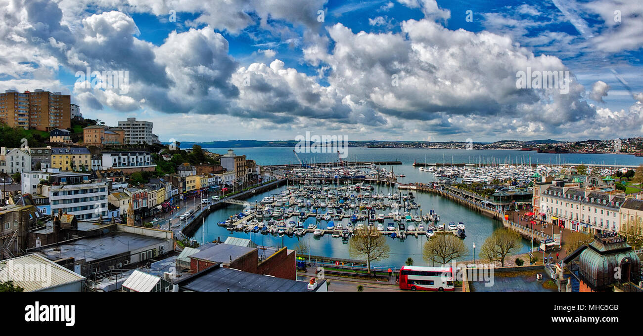 De - Devon: Panoramablick auf den Hafen von Torquay (HDR-Bild) Stockfoto