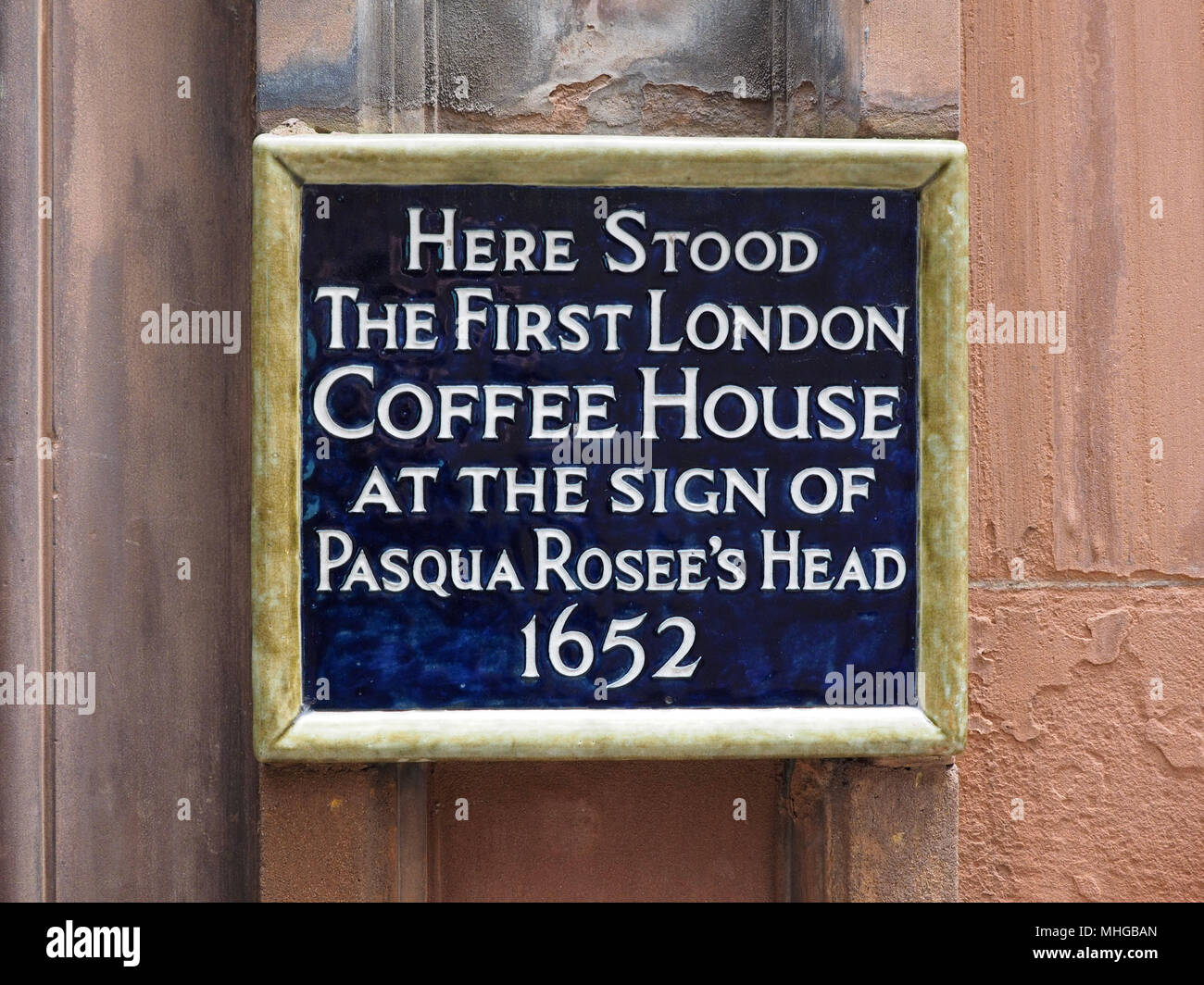 Erstes Londoner Kaffeehaus-Schild, London, Großbritannien Stockfoto