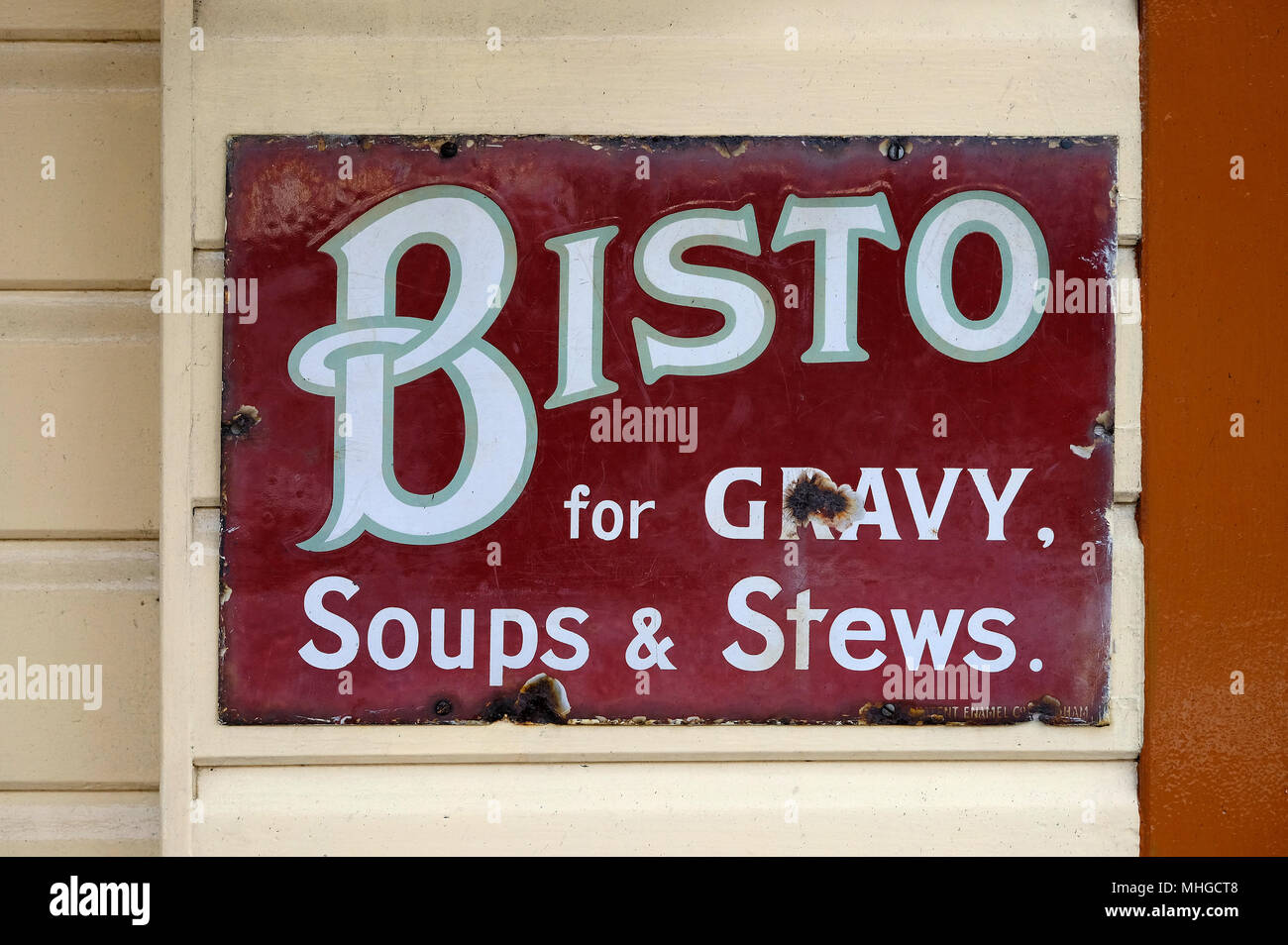 Alte bisto gravy Suppen und Eintöpfe Zeichen Stockfoto