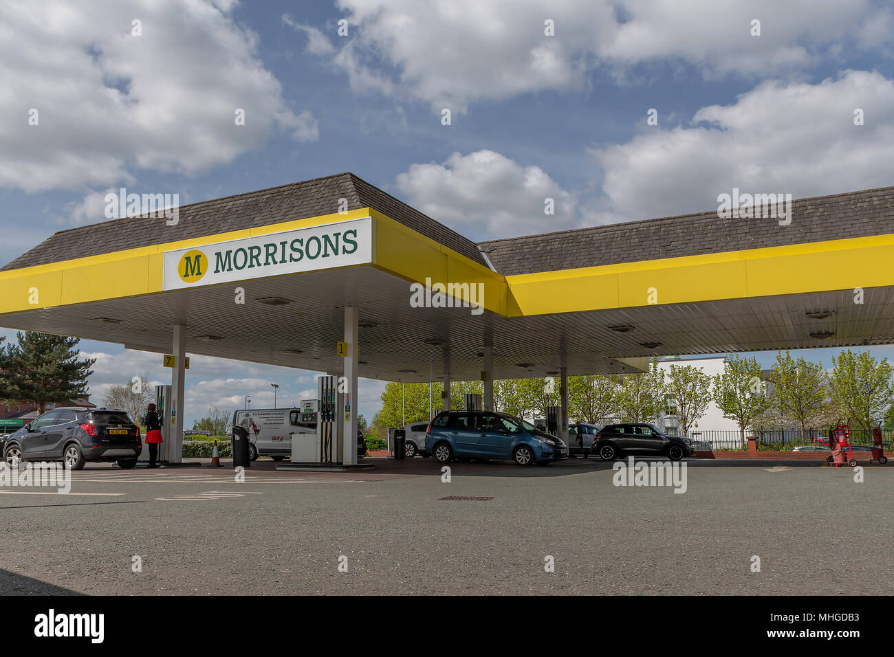 Morrisons Supermarkt in Stockton, Heide, in der Nähe von Warrington, Cheshire, England, Großbritannien am 30. April 2018 Stockfoto