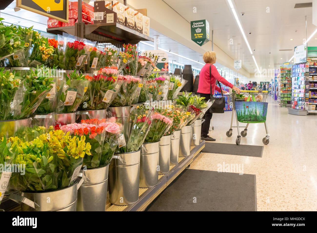 Morrisons Supermarkt in Stockton, Heide, in der Nähe von Warrington, Cheshire, England, Großbritannien am 30. April 2018 Stockfoto