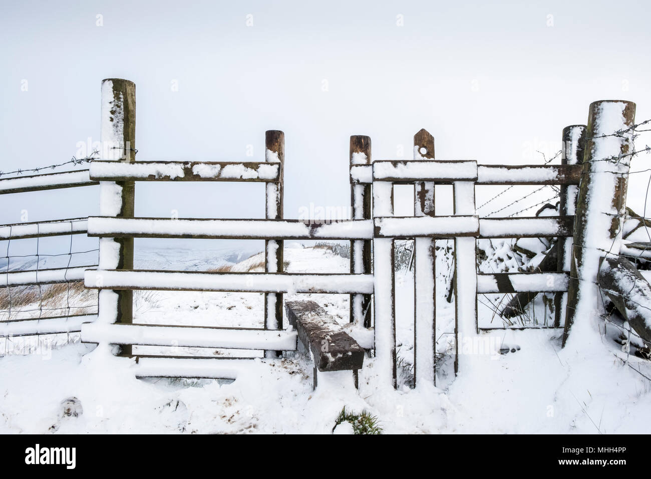 Eine Landschaft Stil im Schnee, Derbyshire, Peak District, England, Großbritannien Stockfoto