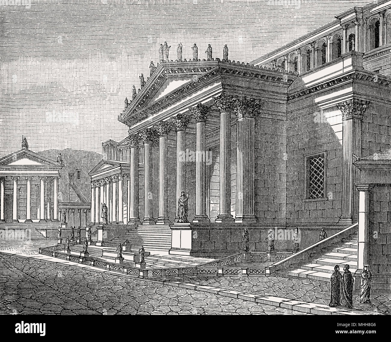 Tempel der Eintracht, Aedes Concordiae, antike Stadt Rom, Wiederaufbau Stockfoto
