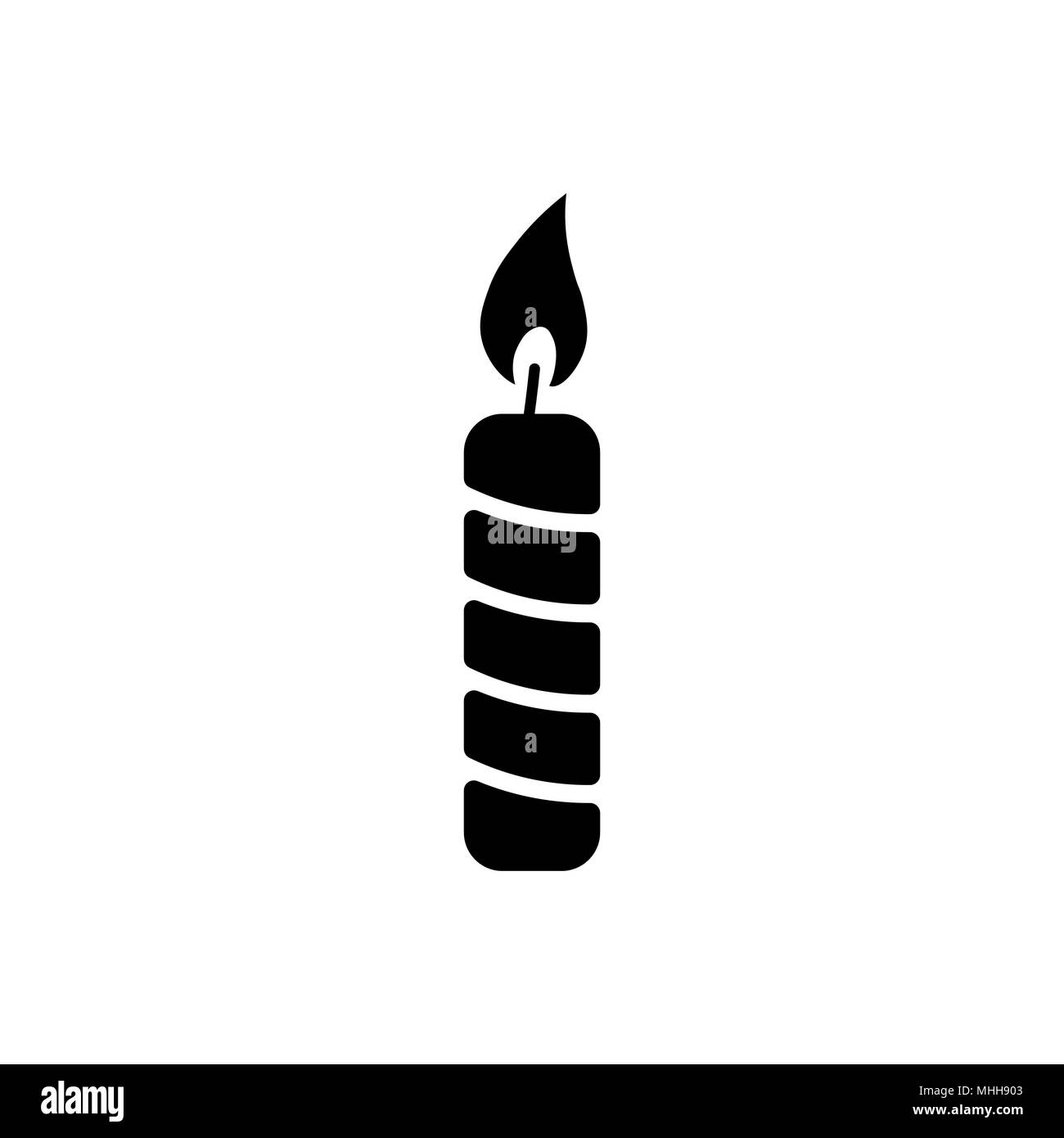 Symbol Kerze im flachen Stil. Kerze, Symbol auf weißem Hintergrund. Einfache Kerzenlicht abstrakte Symbol in Schwarz. Vector Illustration für Grafik desi Stock Vektor