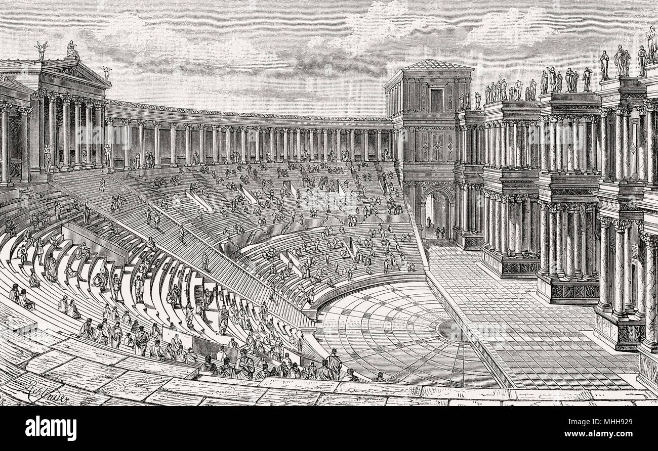 Das Theater des Pompeius, dem antiken Rom, Wiederaufbau Stockfoto
