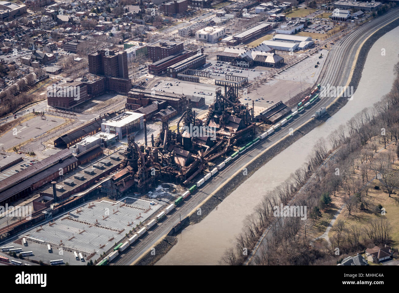 Luftaufnahme der Bethlehem Steel Factory Stockfoto