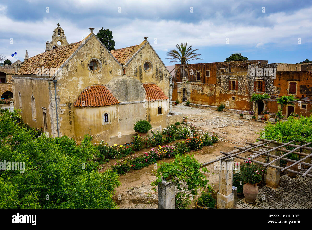 Die Apsis der Kirche am Kloster Arkadi (Moni Arkadiou) Stockfoto