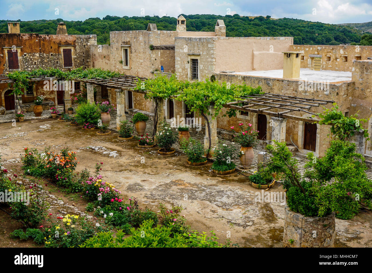 Gründen im Kloster Arkadi (Moni Arkadiou) Stockfoto