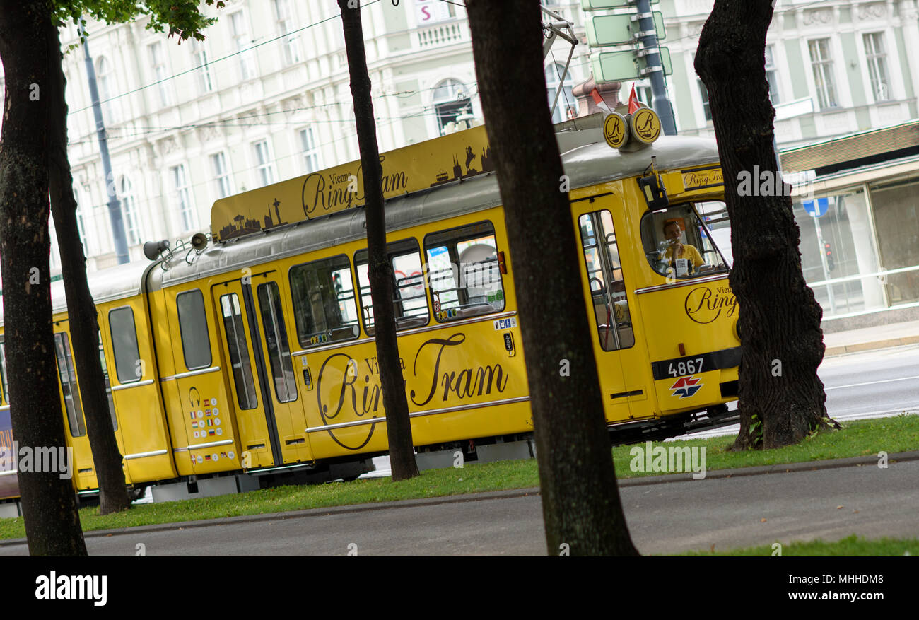 Die Vienna Ring Tram auf der Ringstraße Österreich. Stockfoto