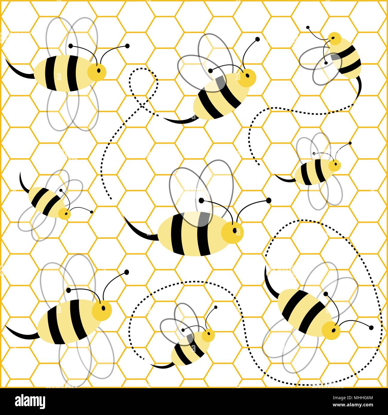 Nahtlose Muster mit Bienen Stock Vektor