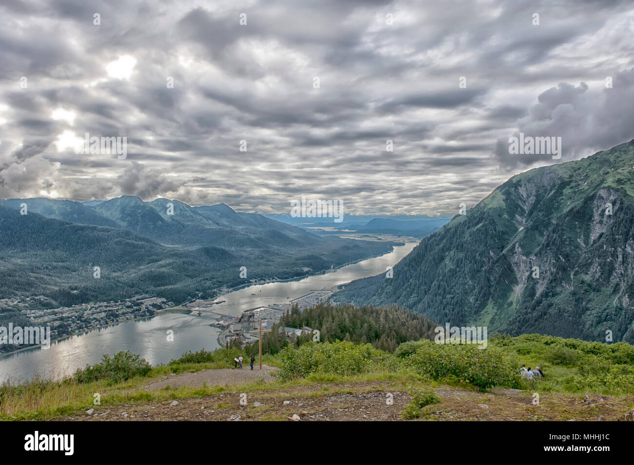 Juneau Luftaufnahme in cludy Himmel Hintergrund Stockfoto