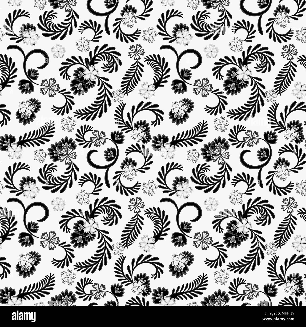 Eine einfache florale Muster, praktisch für die Bearbeitung und Malerarbeiten. Anmutige floral grau Muster auf weißem Hintergrund. Vektor. Stock Vektor
