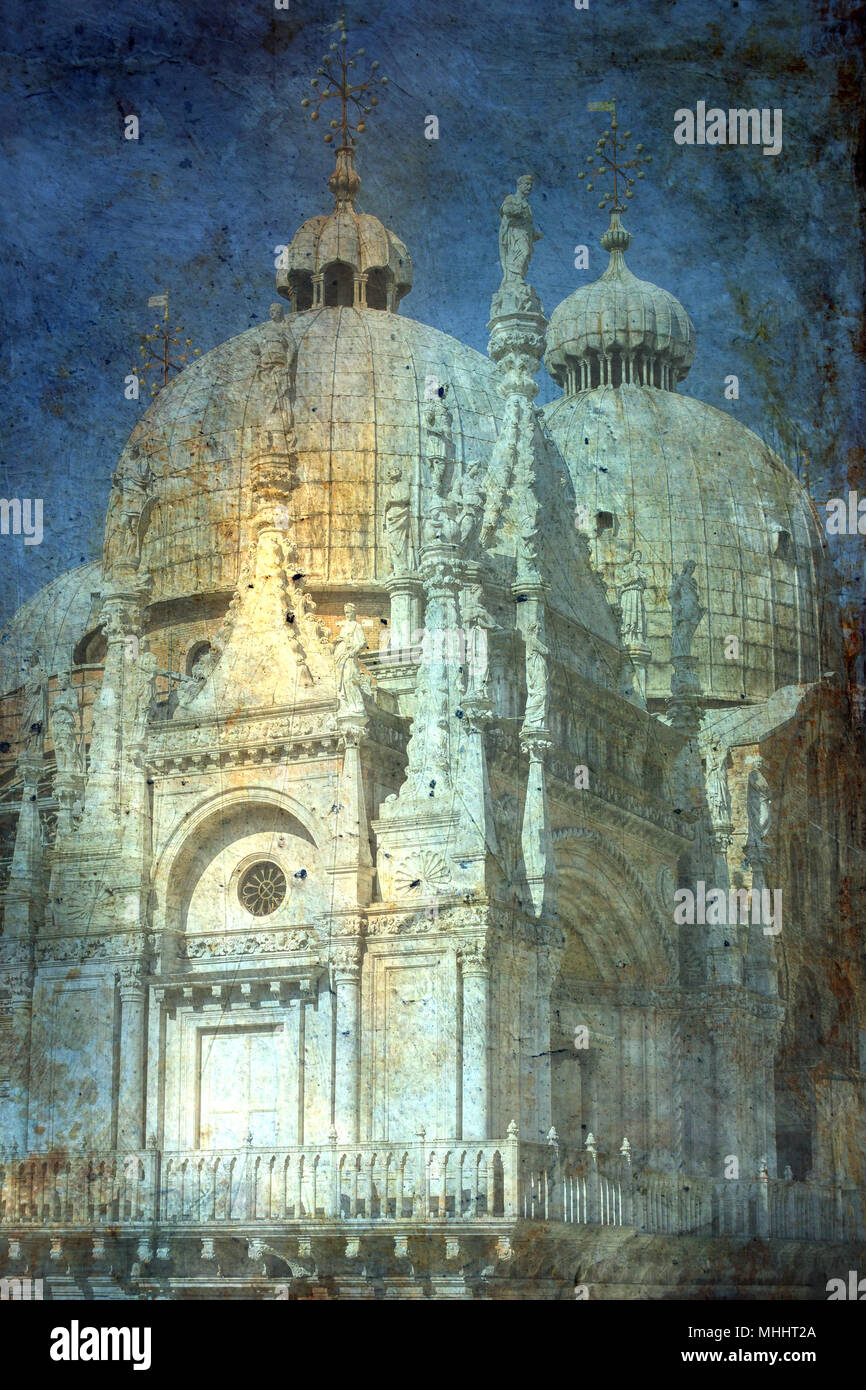 Vintage Saint Marco Basilika in Venedig, Italien. Saint Mark's Kirche Stockfoto