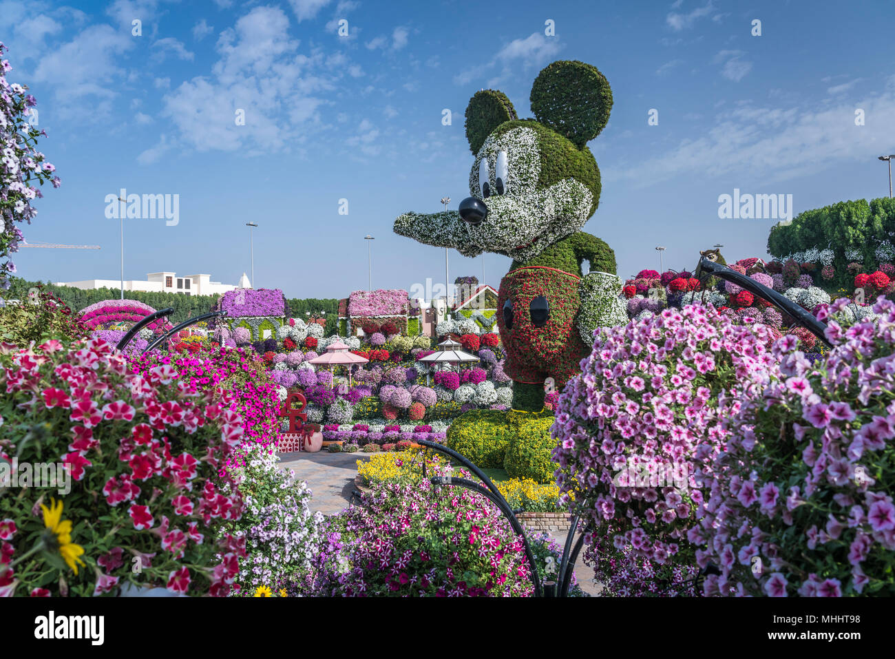 Eine florale mickey mouse am Wunder Gärten in Dubai, Vereinigte Arabische Emirate, Naher Osten. Stockfoto