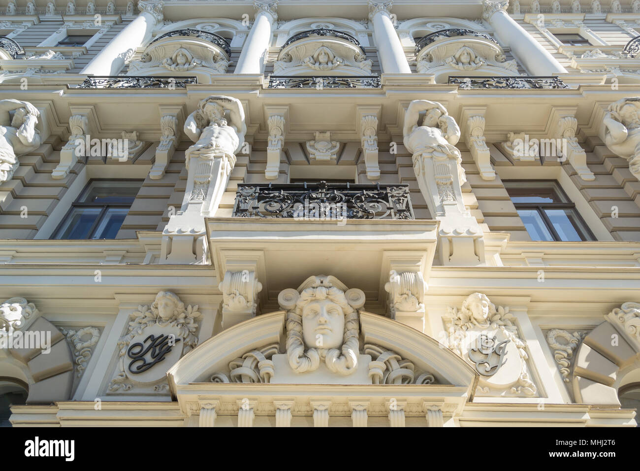 Architektur im Jugendstil in Riga Stockfoto