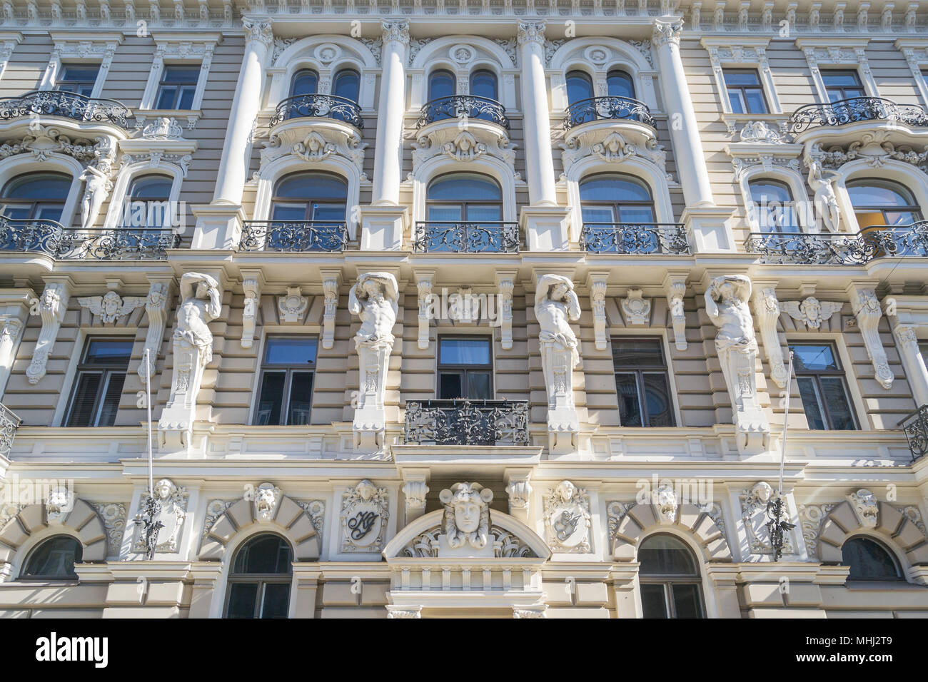 Architektur im Jugendstil in Riga Stockfoto