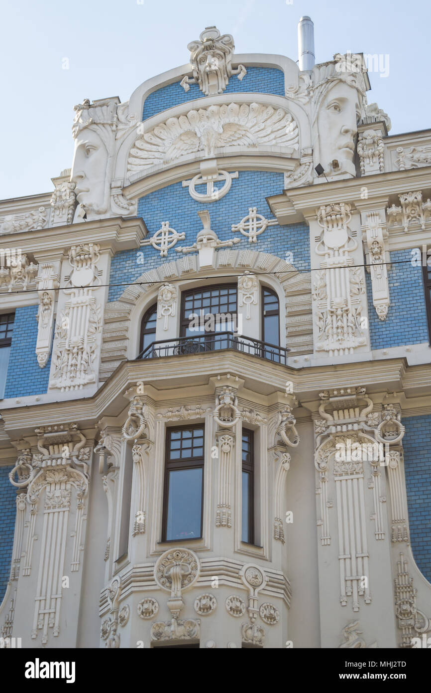 Architektur im Jugendstil in Riga Stockfoto