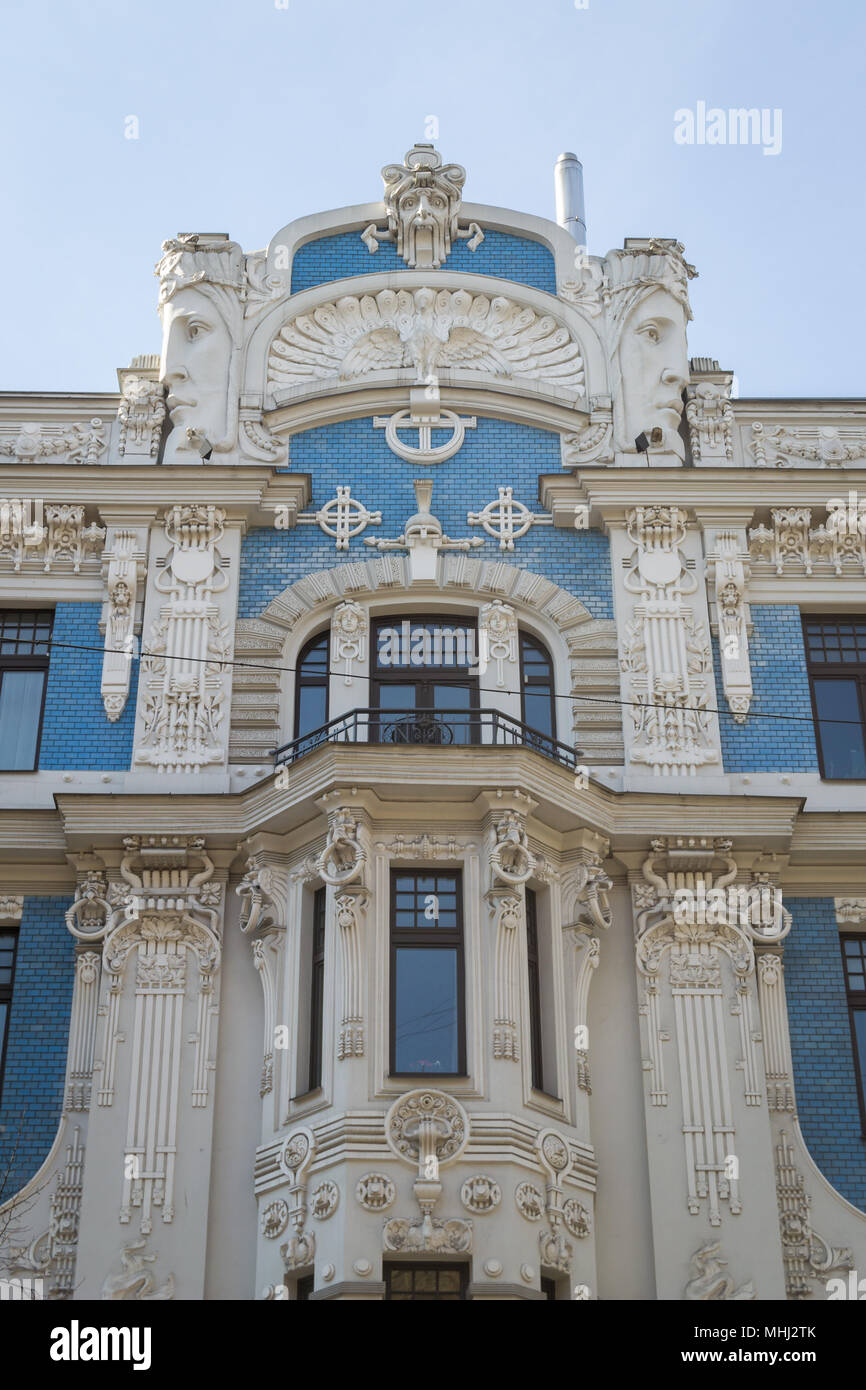 Architektur im Jugendstil in Riga Stockfoto