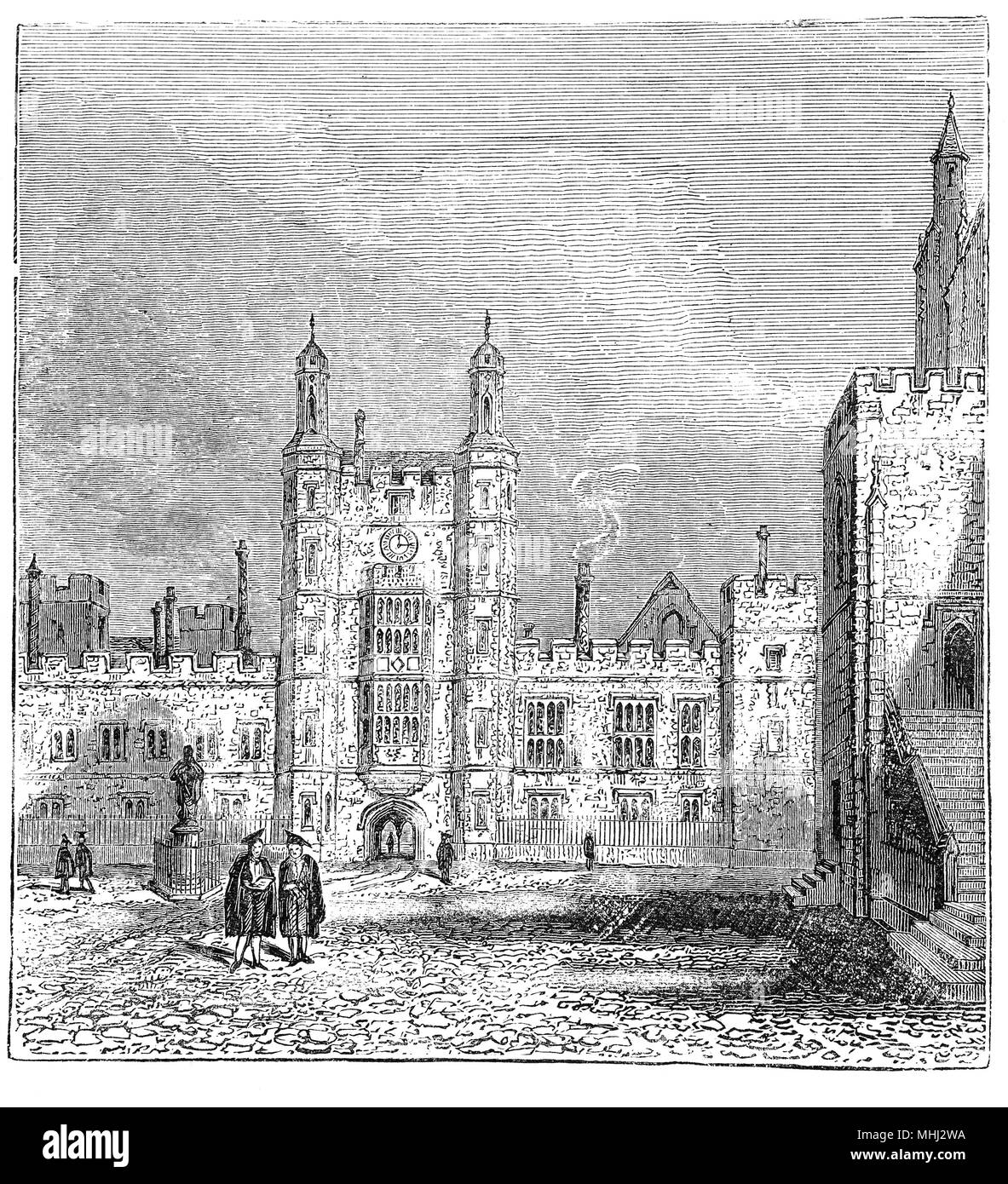 Eton College ist eine unabhängige Schule für Jungen in Eton, Berkshire, in der Nähe von Windsor. Es wurde im Jahre 1440 von König Heinrich VI. als "King's College der Muttergottes von Eton neben Wyndsor", als Nächstenliebe Schule freie Bildung zu 70 armen Jungen, die dann an das King's College, Cambridge, von der gleichen König in 1441 gegründet, gehen Sie zur Verfügung zu stellen gegründet. Henry nahm Winchester College als sein Modell, Besuch bei vielen Gelegenheiten, die Kreditaufnahme seine Statuten und Entfernen der Schulleiter und einige der Gelehrten seiner neuen Schule zu starten. Stockfoto