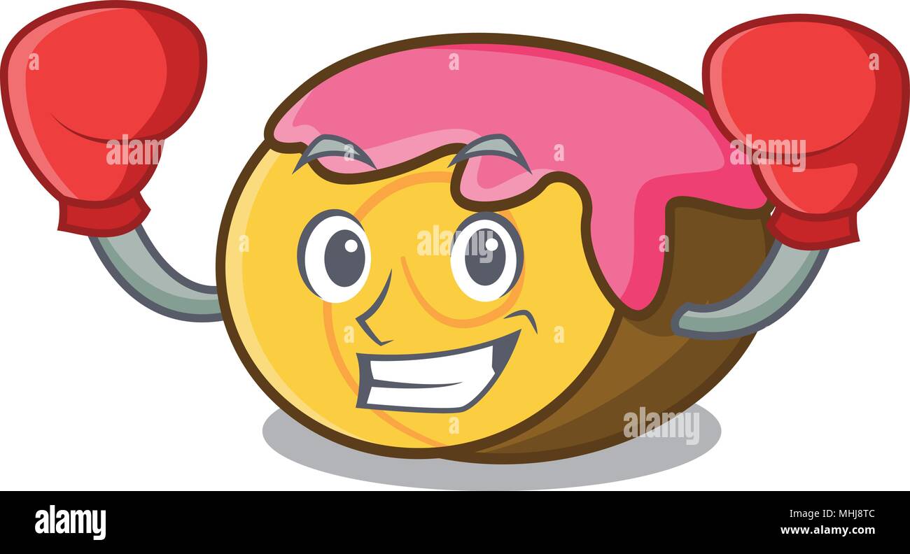 Boxing swiss roll Charakter Cartoon Stock Vektor