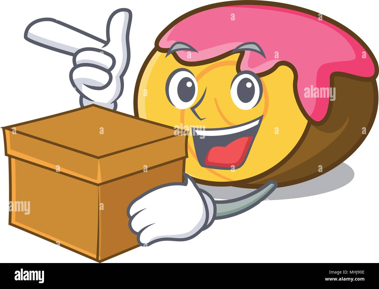 Mit box Swiss roll Charakter Cartoon Stock Vektor