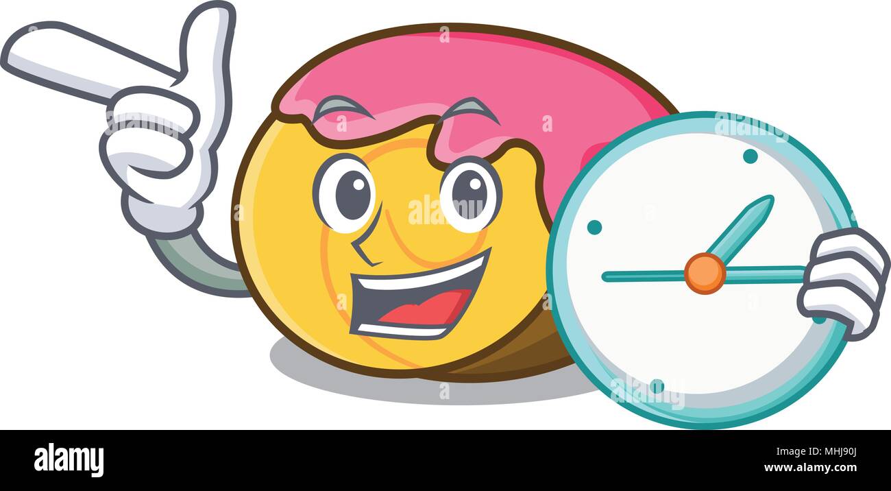 Mit Uhr swiss roll Charakter Cartoon Stock Vektor