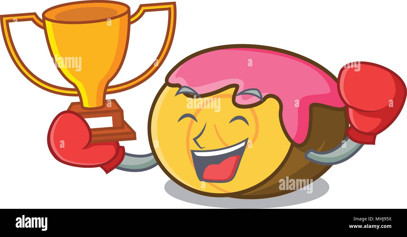 Boxing Sieger swiss roll Maskottchen Karikatur Stock Vektor