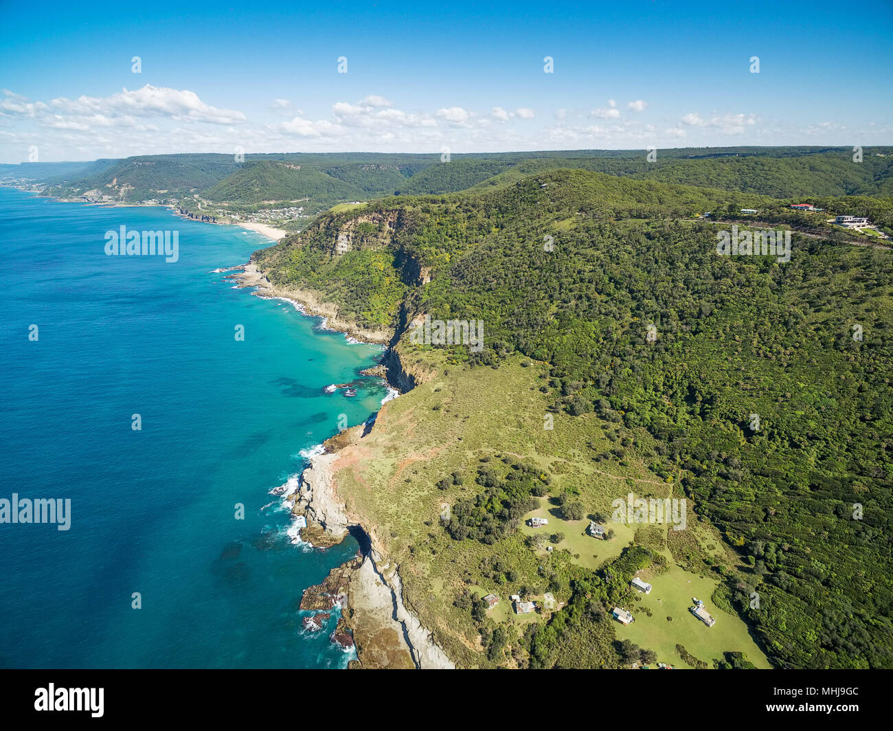Luftbild des malerischen Ozean Küste in der Nähe von Grand Pacific Drive, Sydney, Australien Stockfoto