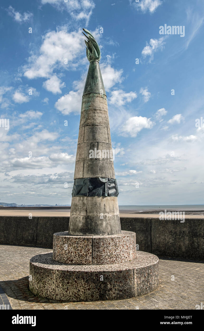Kupfer Flamme Skulptur, Marine, Swansea Stockfoto