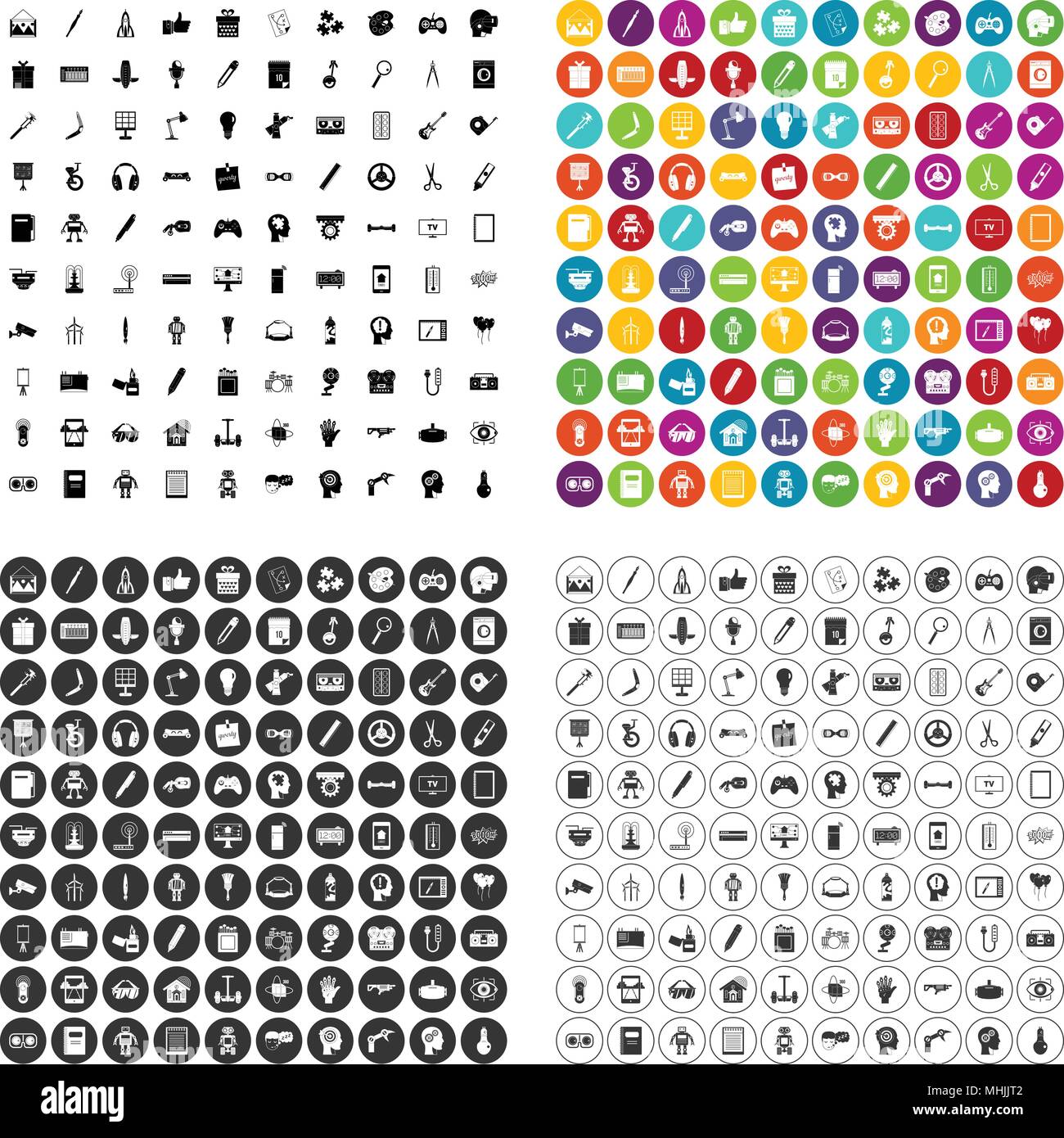 100 kreative Idee Icons Set Vector Variante Stock Vektor