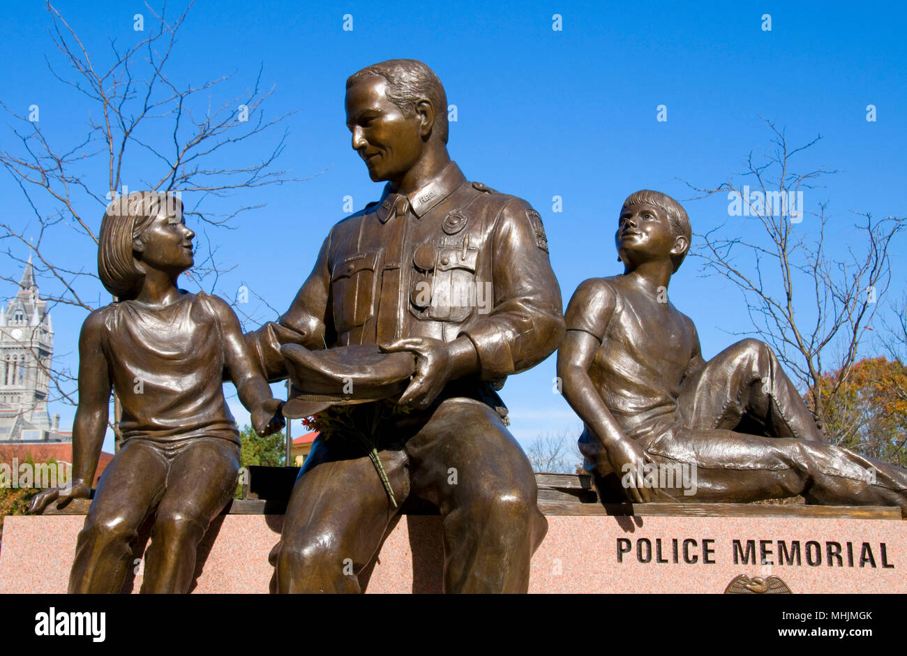 Polizei Memorial, Holyoke Heritage State Park, Holyoke, Massachusetts Stockfoto